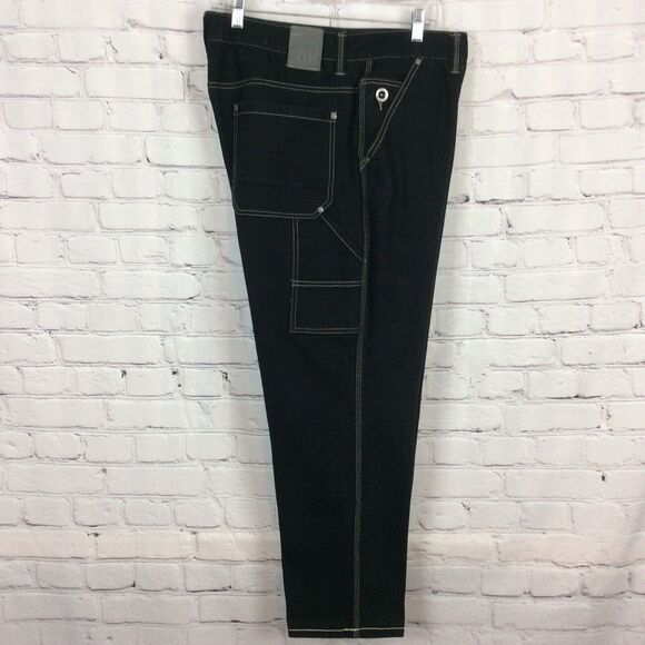 Born Fly Carpenter Jeans Men’s Size 40 X 29 Black Button Fly Denim Anytown USA - Picture 1 of 12